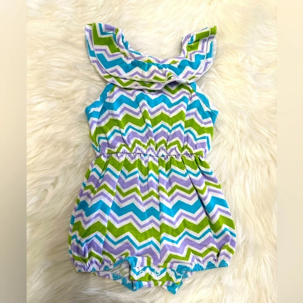 5/$30 Faded Glory 6-9 Baby Girl Romper & Headpiece Matching Outfit​